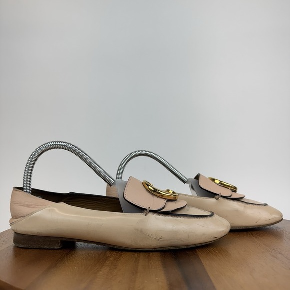 Womens‎ Chloe Beige Leather Convertible Comfort Penny Loafers Shoes Size EU 37.5